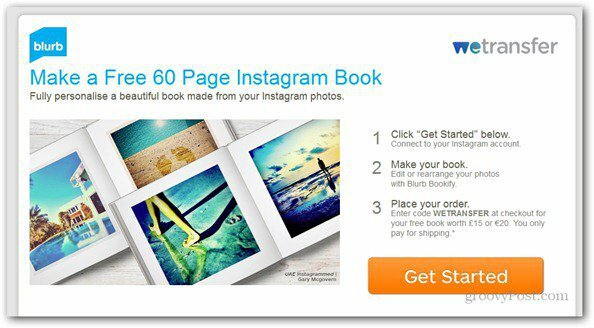 WeTransfer propose un livre photo Instagram gratuit de 60 pages