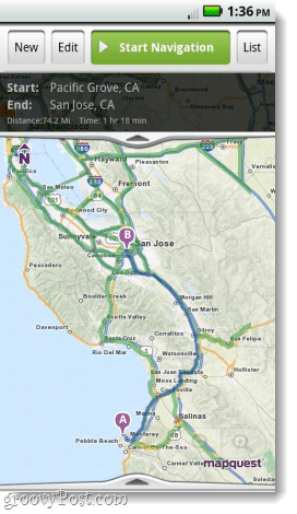 Mapquest pour la navigation dans les applications Android