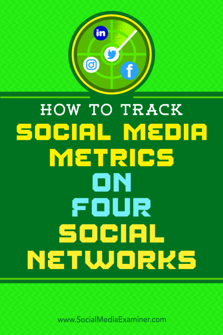 Comment suivre les métriques des médias sociaux sur quatre réseaux sociaux par Joe Griffin sur Social Media Examiner.