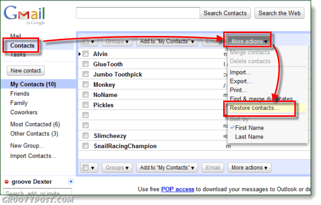 Comment récupérer des contacts Gmail