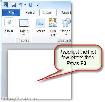 utilisez la touche f3 pour insérer le texte automatique dans Word ou Outlook