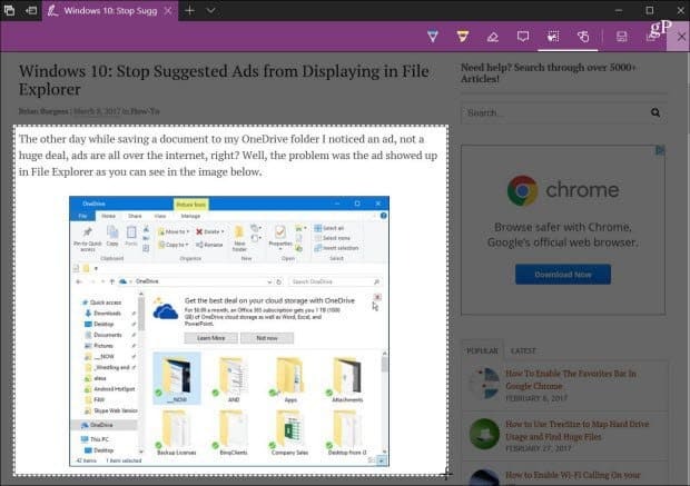 Comment partager du contenu Web à l'aide de Microsoft Edge dans Windows 10