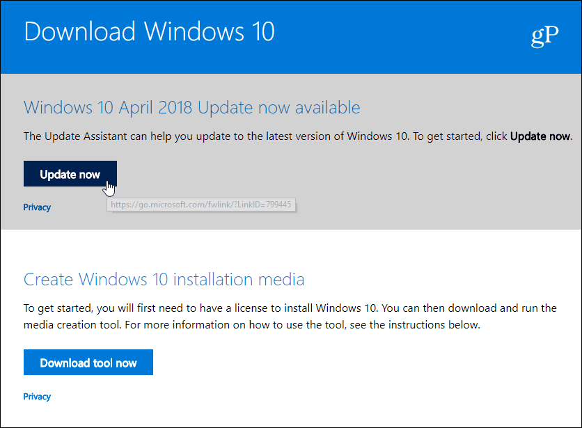 Télécharger la mise à jour Windows 10 d'avril 2018