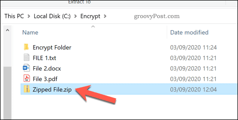 Ouverture d'un fichier zip sous Windows 10