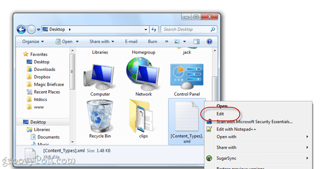 modification de fichiers docx dans windows 7
