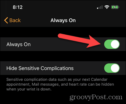 Désactivez Always On dans l'application Watch sur votre iPhone