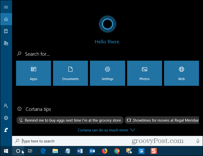 Cortana dans Windows 10