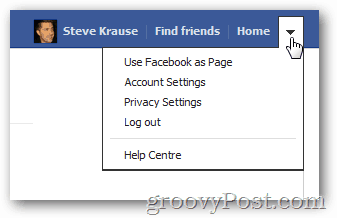 menu d'options facebook