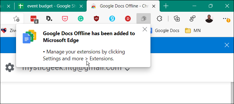 Extension Google Documents hors ligne