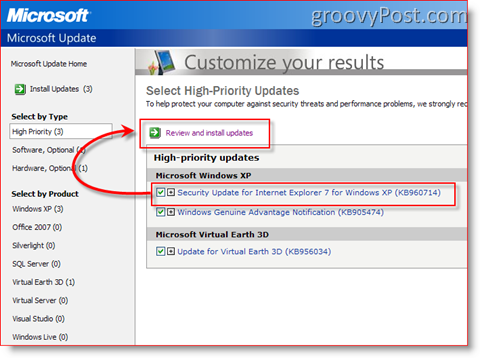 Comment installer les mises à jour à l'aide de Microsoft Update