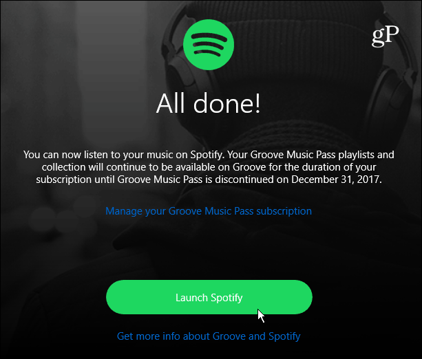 5 Déplacer le lancement terminé Spotify