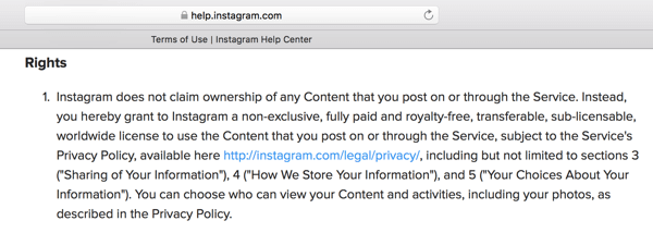 Les conditions d'utilisation d'Instagram décrivent la licence que vous accordez à la plateforme pour votre contenu.