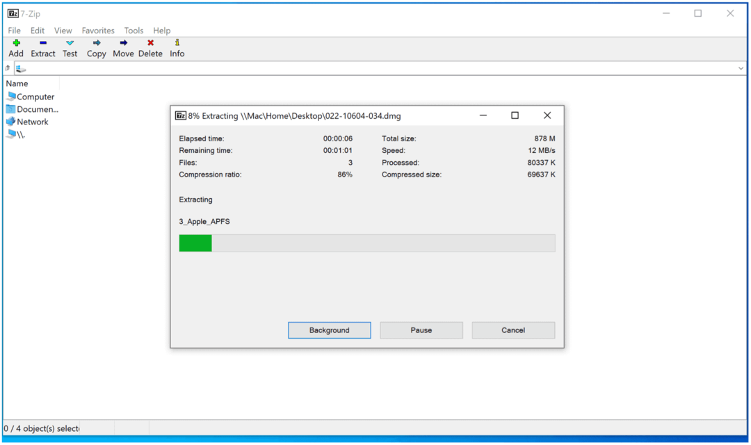 Fichiers DMG sur Windows 10 Extrait DMG 