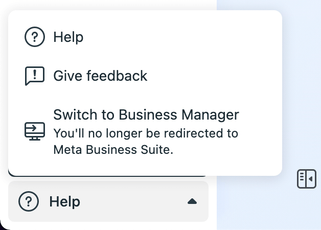 image de l'option Basculer vers Business Manager dans Meta Business Suite
