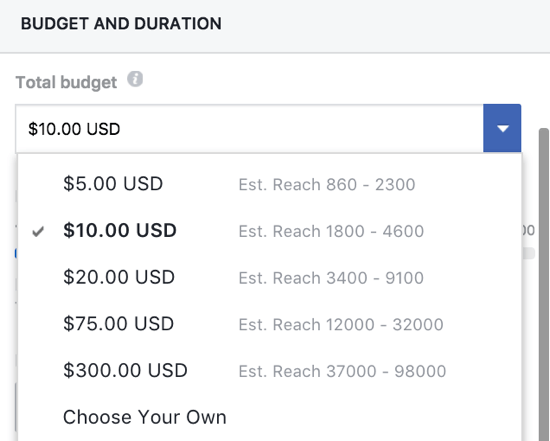 Vous pouvez définir manuellement un budget pour votre publication boostée sur Facebook.