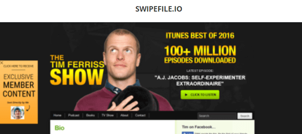 Inspirez-vous de SwipeFile.io.