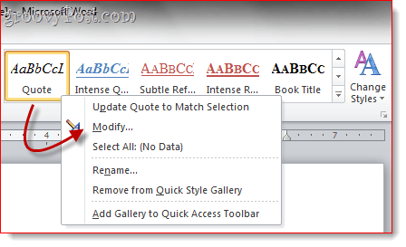 Raccourcis clavier de style personnalisé Word 2010