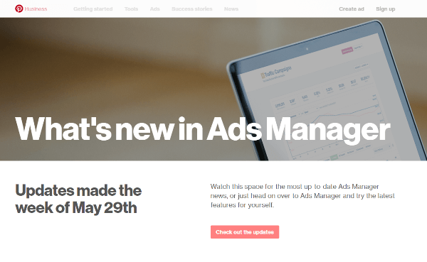Pinterest a déployé plusieurs nouvelles fonctionnalités dans Ads Manager la semaine du 29 mai.