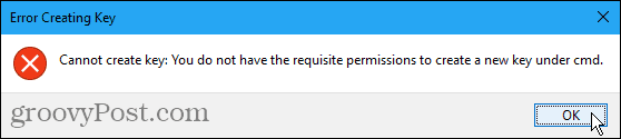 Impossible de créer une erreur de clé dans le registre Windows
