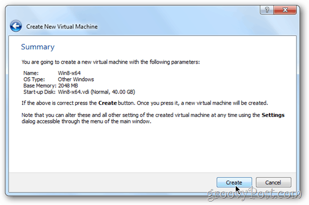 Résumé de VirtualBox Vm windows 8