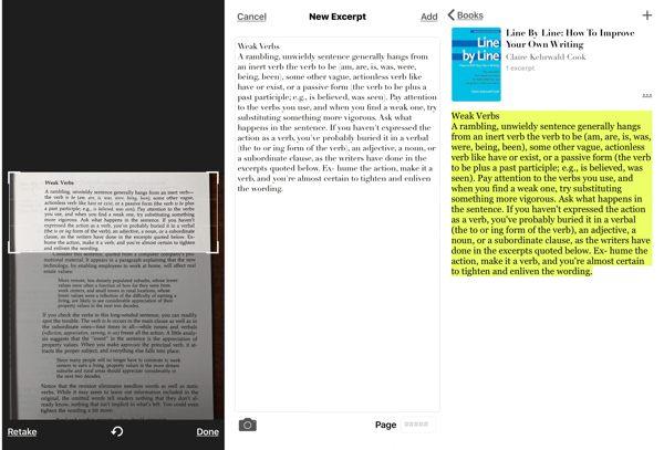Extrait - L'application iOS Book Highlighter, comment prendre une capture d'écran du passage d'un livre