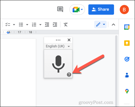 Bouton d'aide à la saisie vocale dans Google Docs