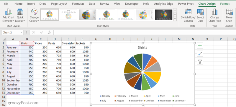 Graphique à secteurs dans une feuille Excel