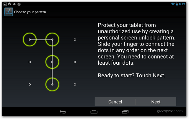 Définir un verrouillage d'écran sur la tablette Google Nexus 7