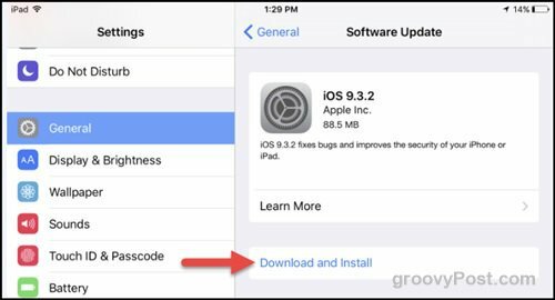 correctif de sécurité pour la mise à jour Apple iOS 9.3.2