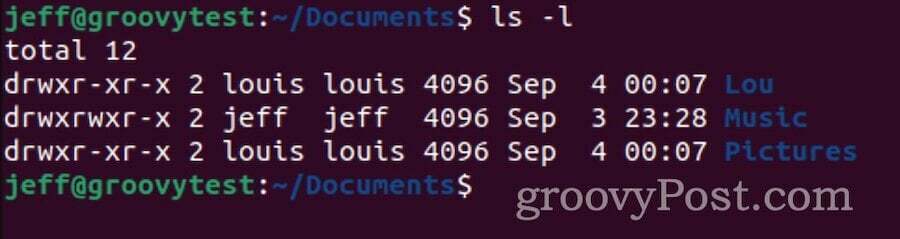 changer le propriétaire du dossier et du sous-dossier dans Ubuntu vérifié avec ls -l