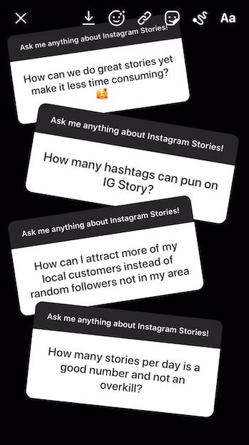 ajouter plusieurs réponses d'autocollants Questions à l'image de l'histoire Instagram