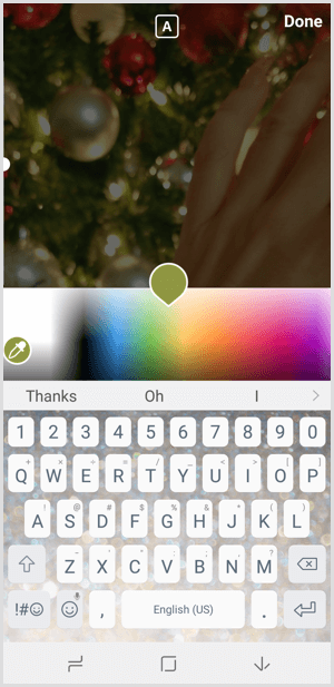 Les histoires Instagram choisissent la couleur du texte dans la palette