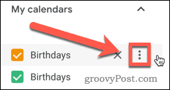 L'icône du menu à trois points dans Google Agenda