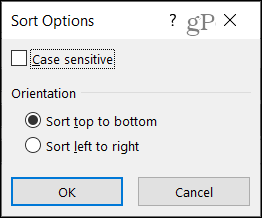 Plus d'options de tri dans Excel