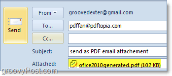 envoi d'un pdf automatiquement converti et joint dans Outlook 2010