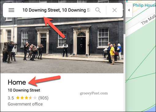 Exemple d'adresse personnelle dans Google Maps