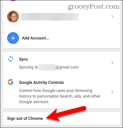 Appuyez sur Se déconnecter de Chrome sur iOS