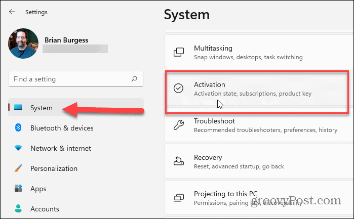 Activation du système Paramètres Windows 11
