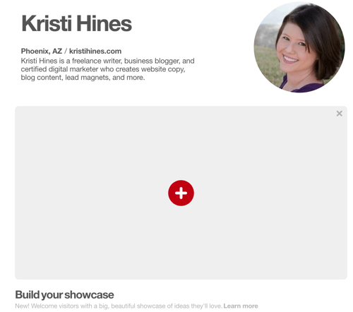 Découvrez si vous disposez de la fonctionnalité Pinterest Showcase.