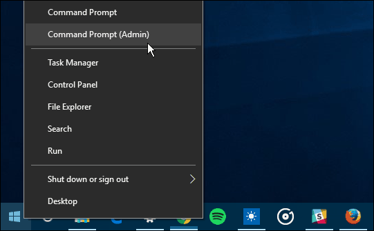 fenêtres de menu de l'utilisateur avec pouvoir 10