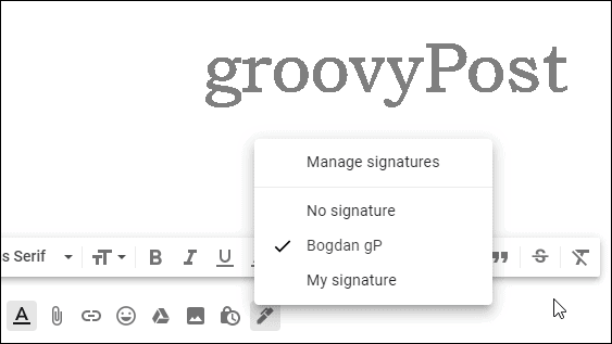 Paramètres Gmail signatures multiples sélectionner