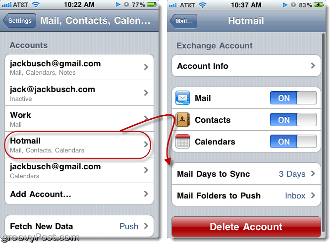 Envoi de Hotmail depuis iPhone
