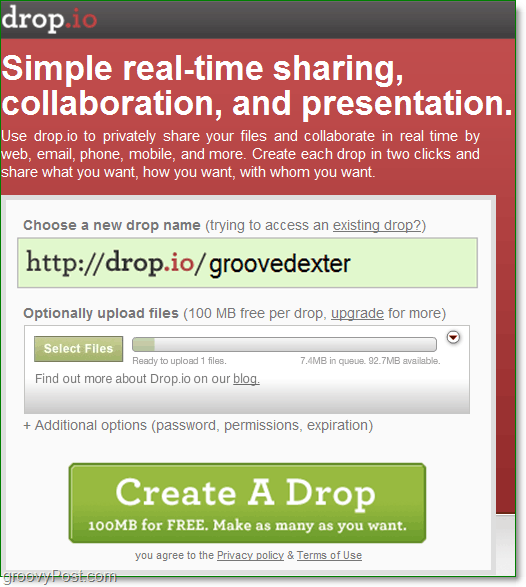 comment s'inscrire à une collaboration en ligne gratuite en utilisant drop.io