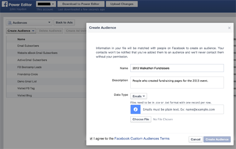 créer une audience personnalisée sur Facebook
