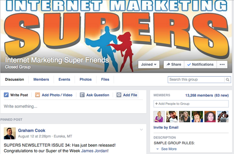 marketing internet super amis groupe facebook