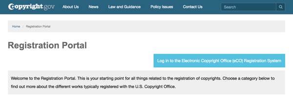 Utilisez le portail d'inscription sur Copyright.gov pour vous guider tout au long du processus.
