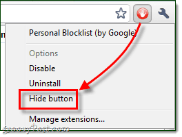 masquer le bouton extension google chrome