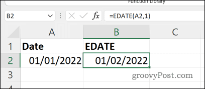 Le résultat d'une formule EDATE dans Excel