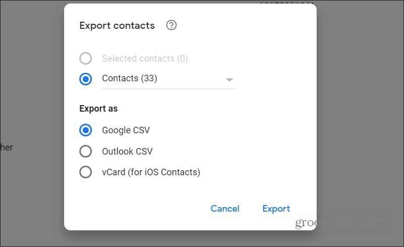 exporter des contacts