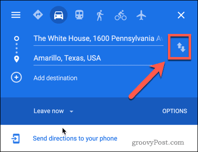 Bouton de changement d'emplacement de Google Maps
